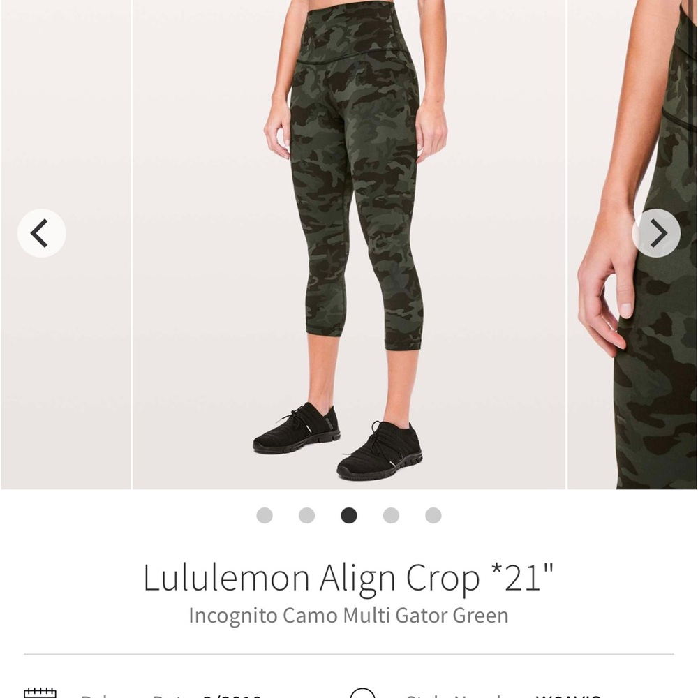 Lululemon Align Crop *21" Incognito Camo Multi Gator Green NWT size 2
